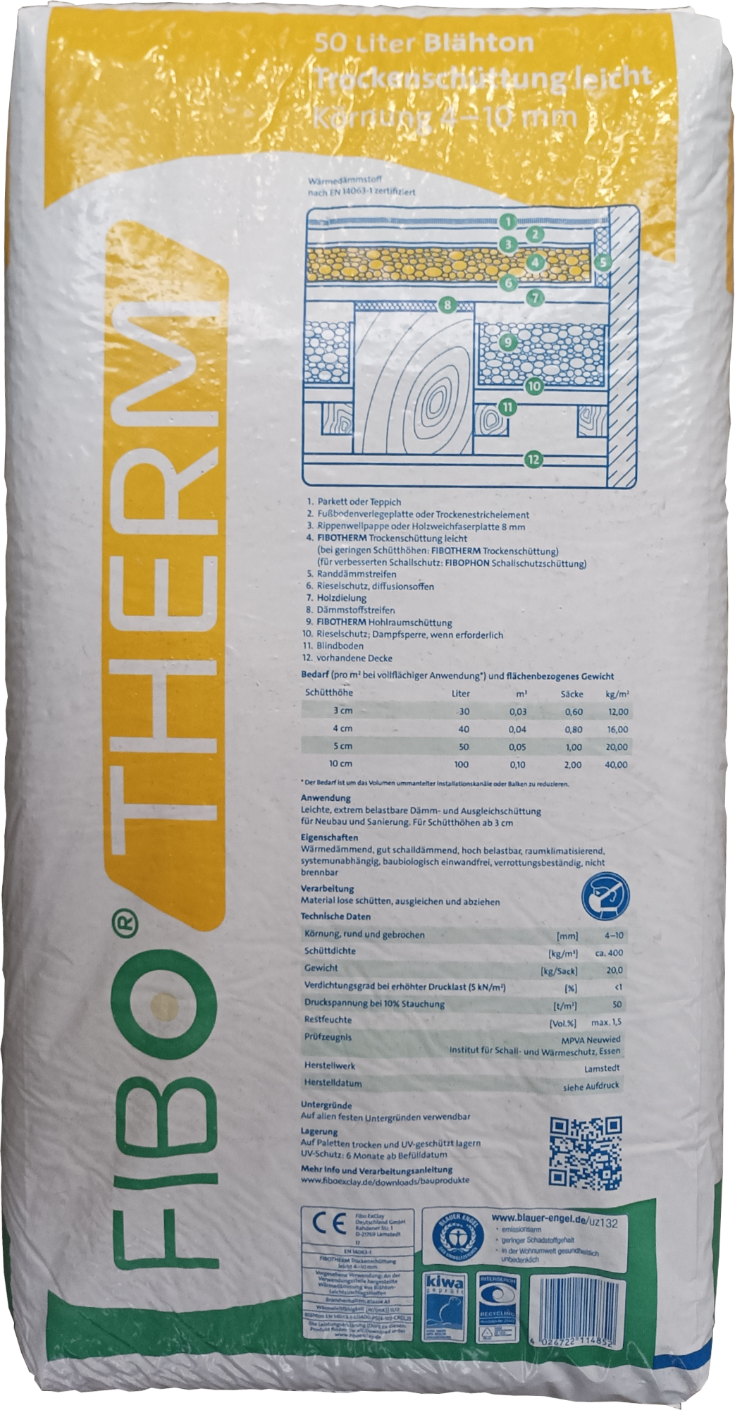 50L FIBOTHERM Trockenschüttung leicht 4-10mm