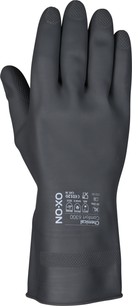 OX-ON Chemikalienschutzhandschuhe schwarz Gr. 10/XL Kategorie III