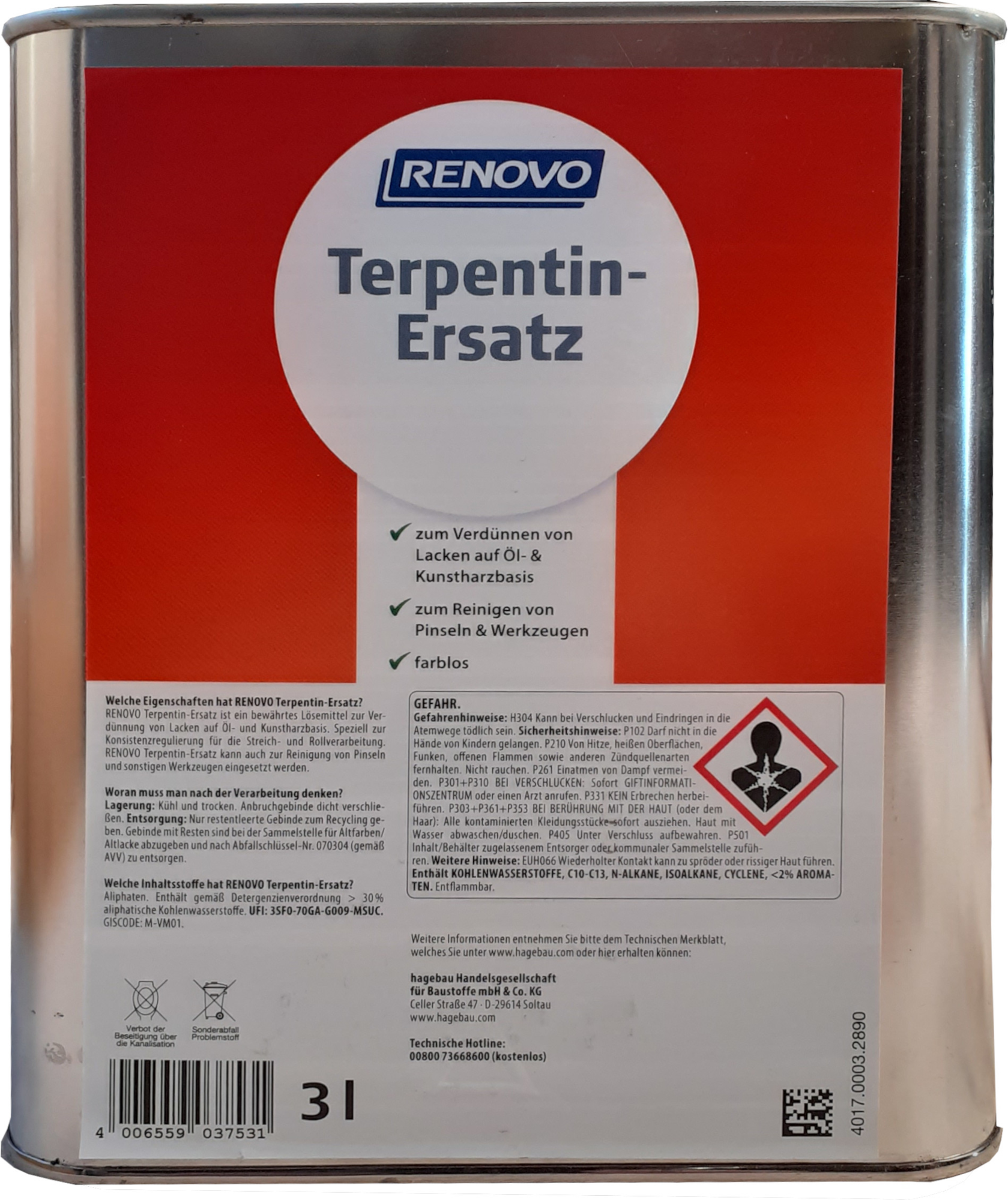 3 Liter Renovo Terpentin