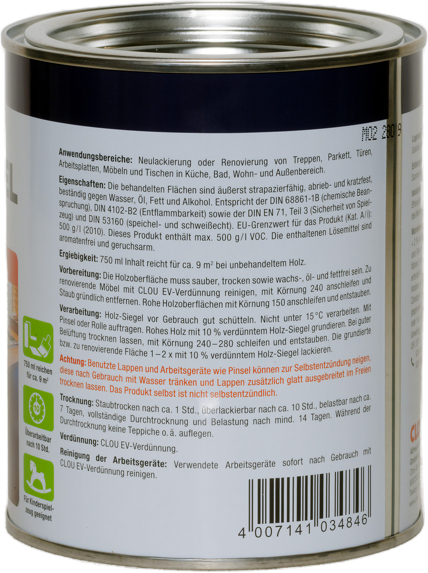 750ml Clou EL Holz-Siegel seidenmatt
