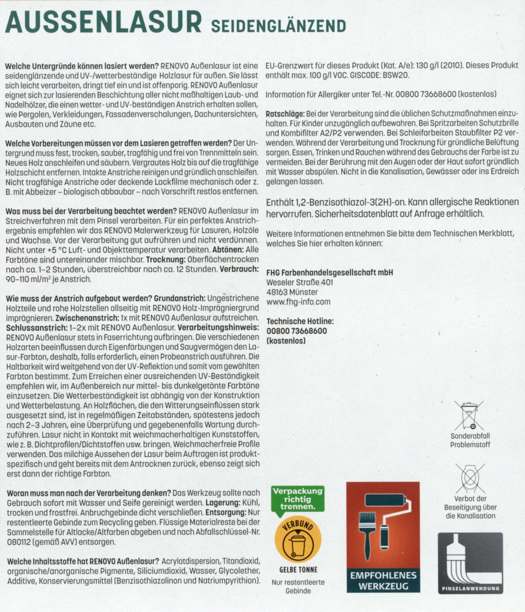 750ml Renovo Wetterlasur/ Aussenlasur Nr.8414 Mahagoni