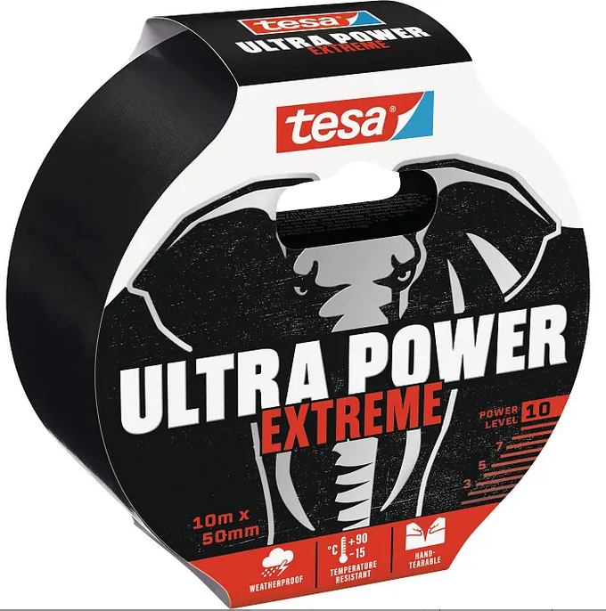 tesa® Ultra Power Extreme Reparaturband Farbe schwarz, Länge 10m, Breite 50mm