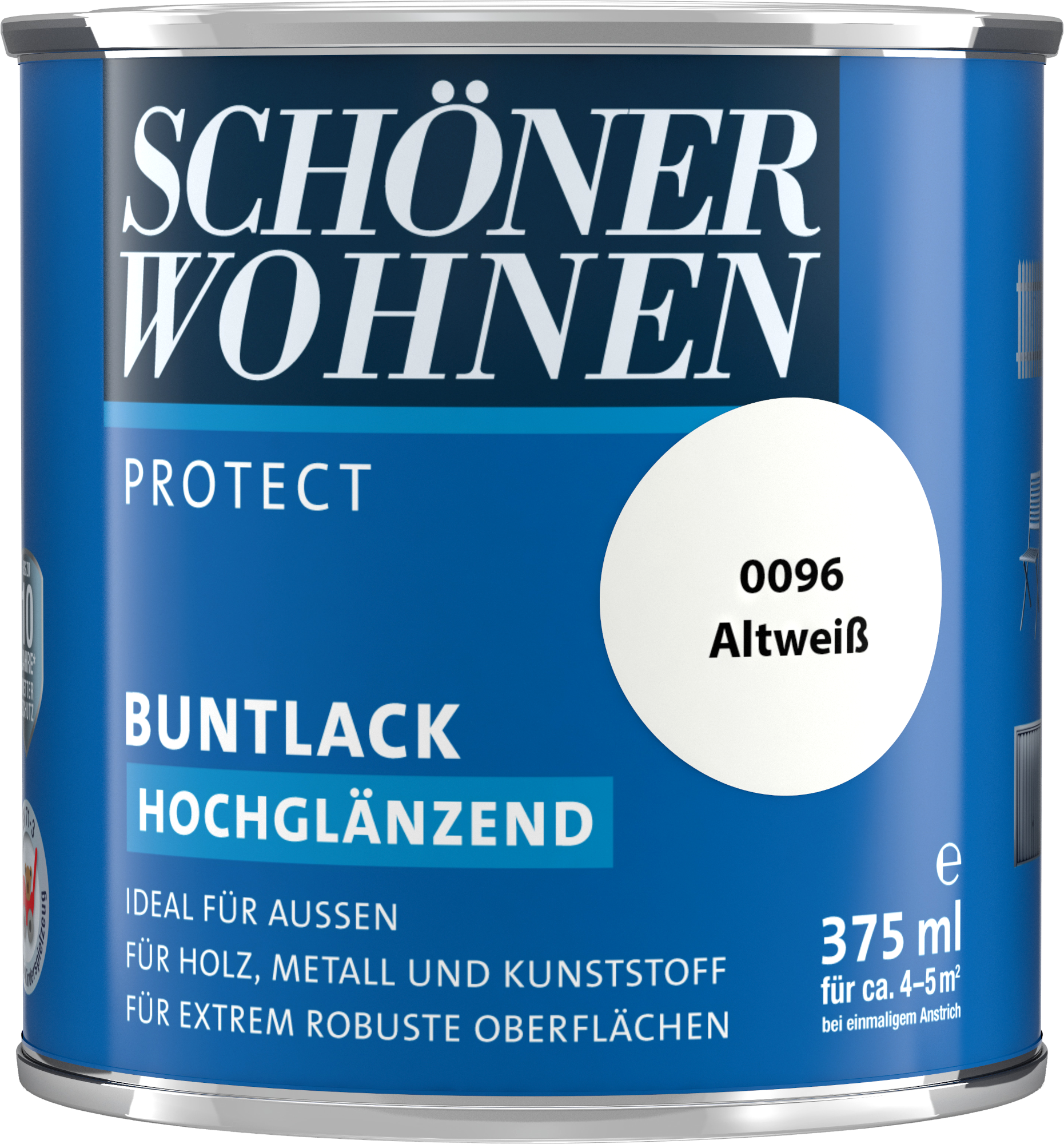 375ml Schöner Wohnen Protect Buntlack hochglänzend 0096 Altweiß