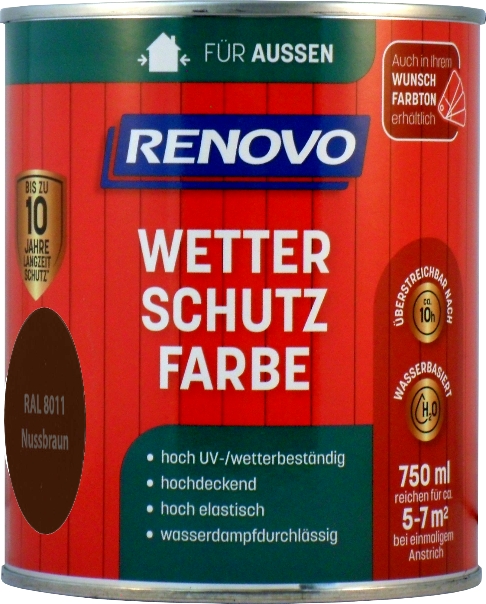 750ml Renovo Wetterschutzfarbe Nr.8011 nussbraun