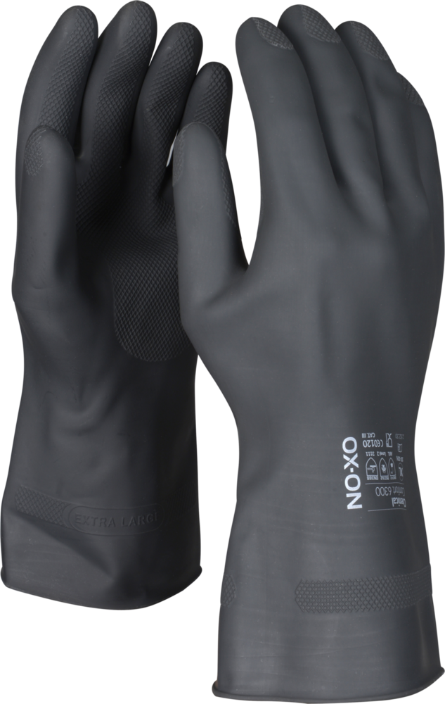OX-ON Chemikalienschutzhandschuhe schwarz Gr. 10/XL Kategorie III