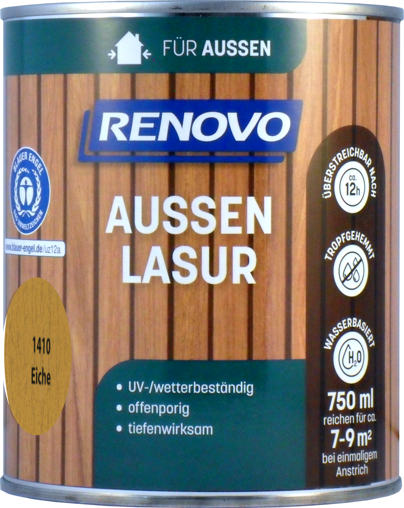 750ml Renovo Wetterlasur Nr.1410 Eiche