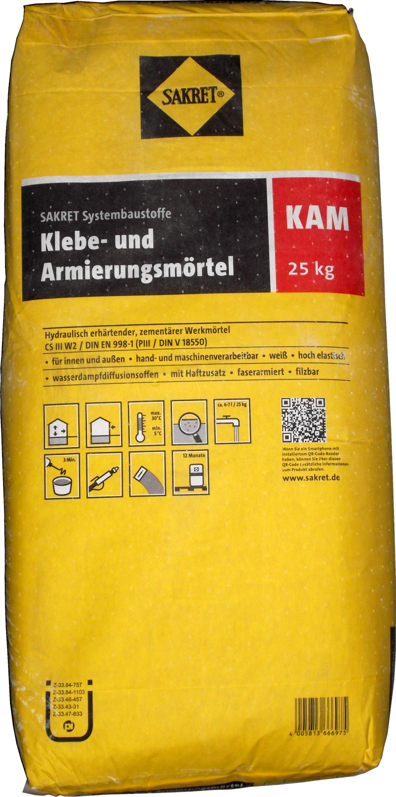 25kg Klebe- und Armierungsmörtel KAM weiß, Sakret