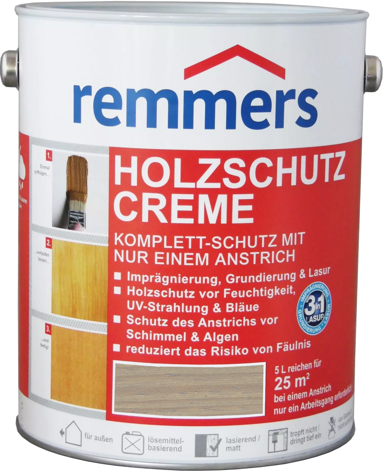 750ml Remmers Holzschutz Creme Silbergrau
