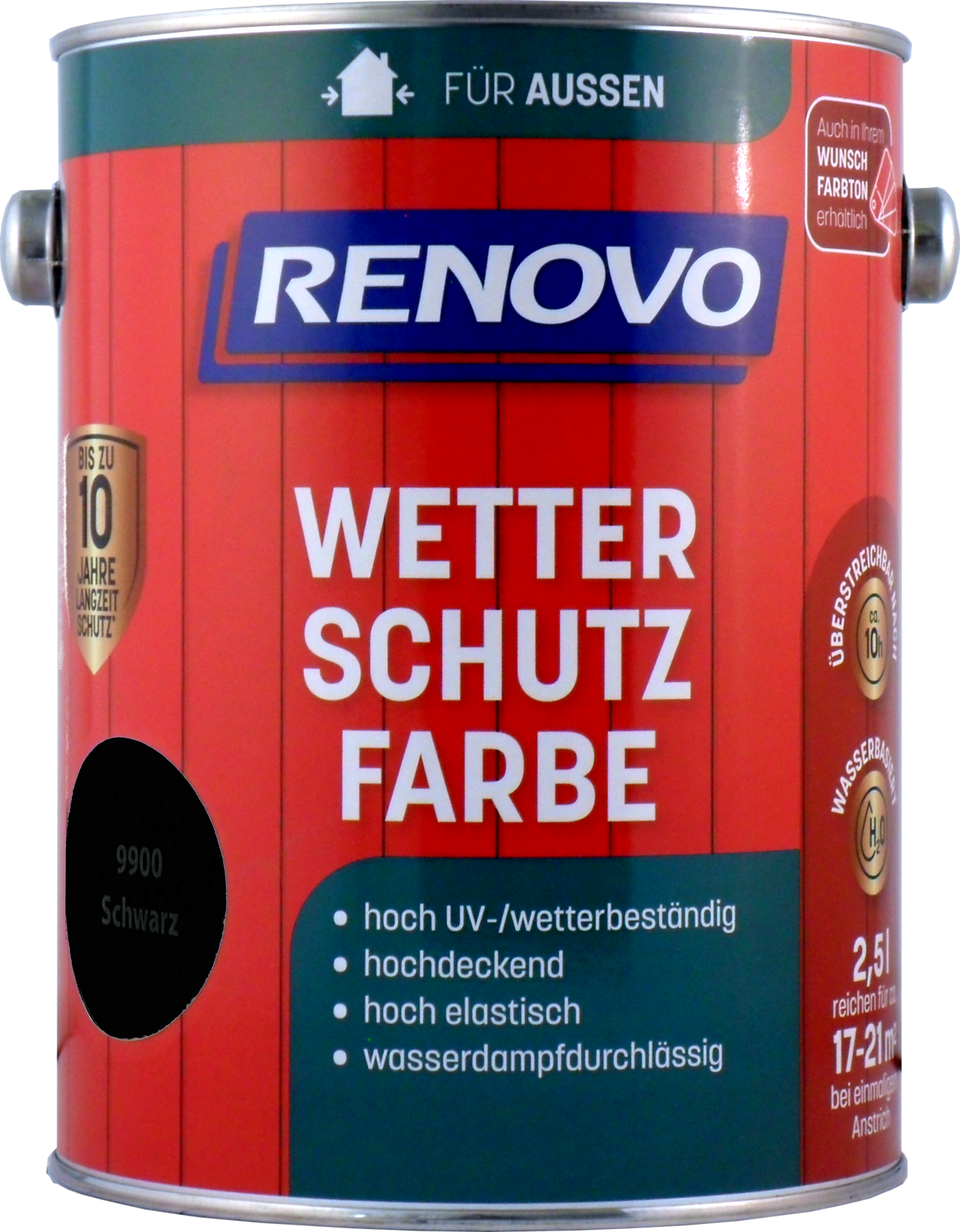 2,5 L Renovo Wetterschutzfarbe Nr.9900 schwarz