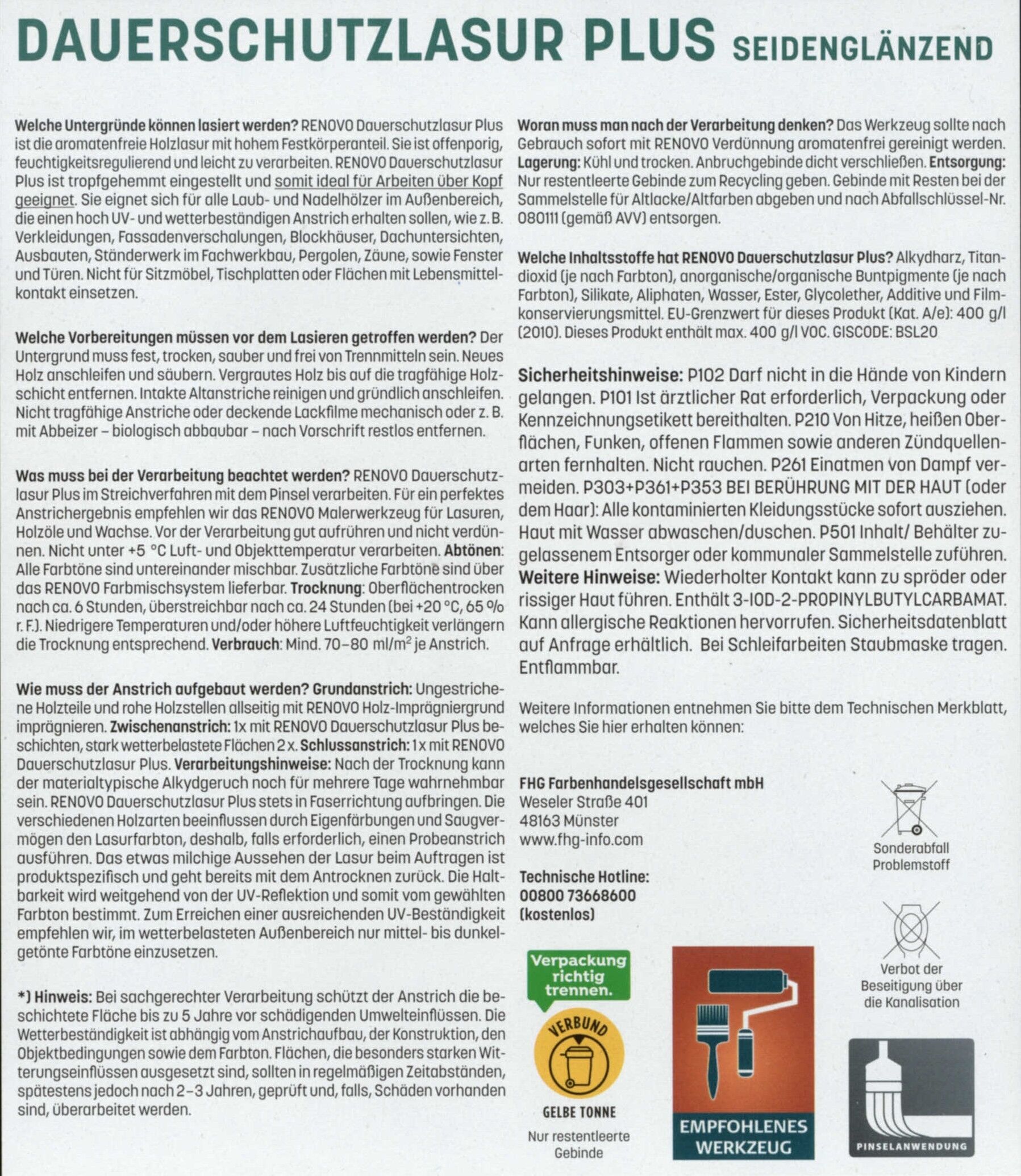 4L Liter Renovo Dauerschutzlasur PLUS Nussbaum