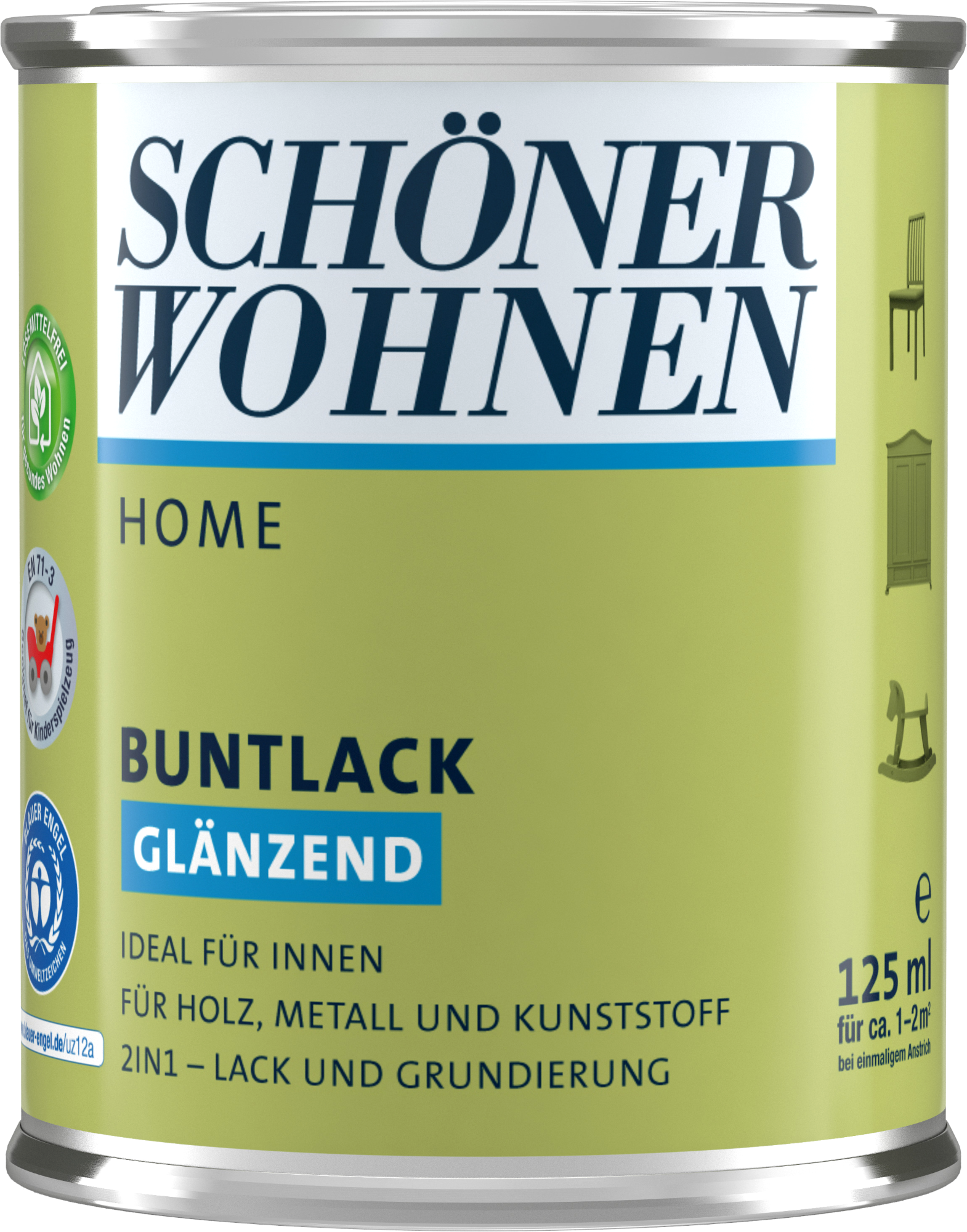 125ml Schöner Wohnen Home Buntlack glänzend, 0096 Altweiß