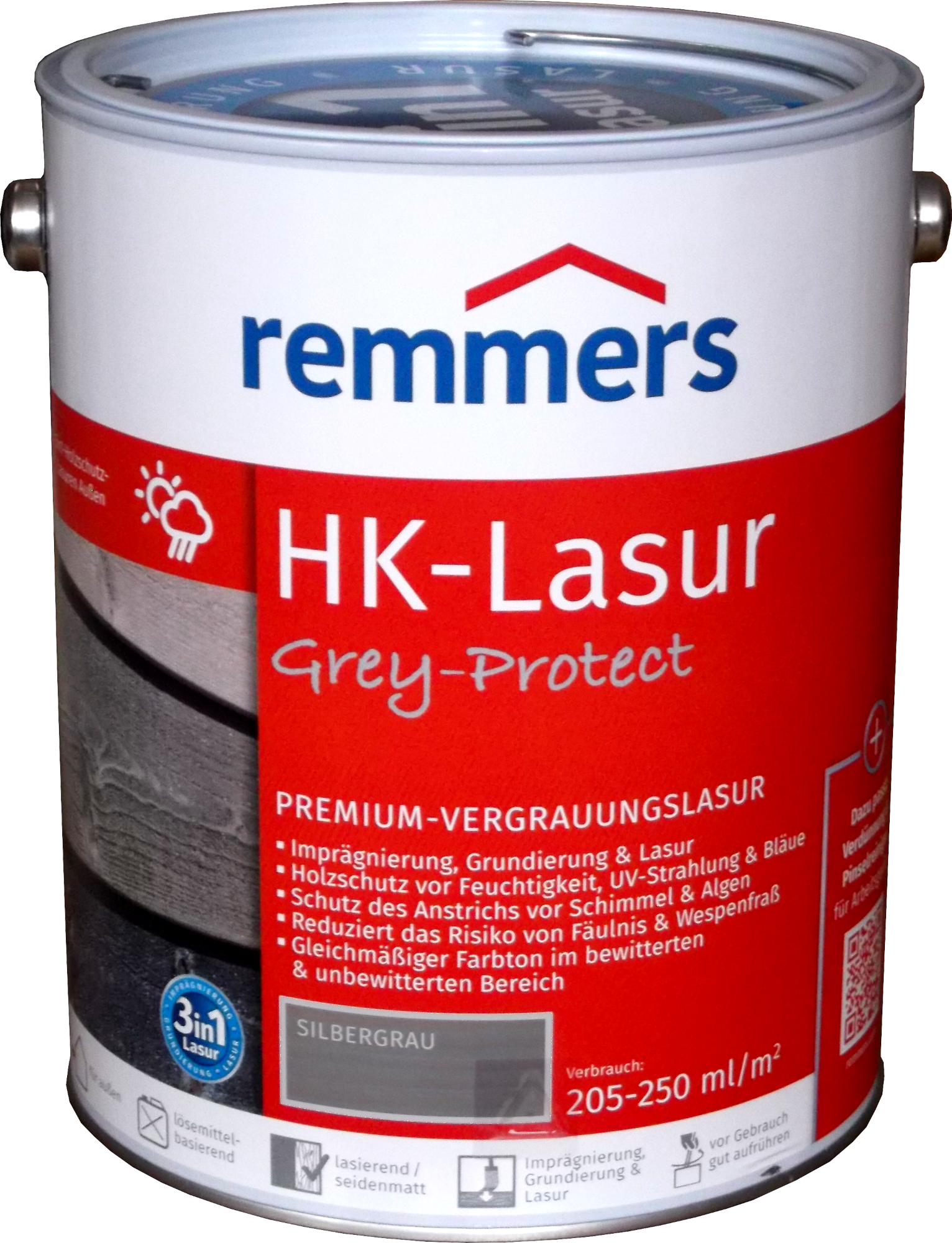 5L Remmers HK Lasur Silbergrau Grey Protect