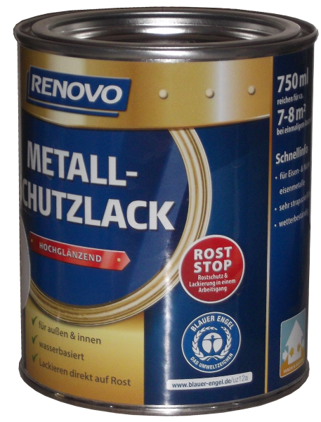 750ml Renovo Metallschutzlack hochglänzend Enzianblau 5010
