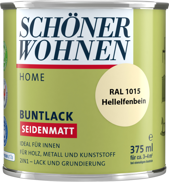 375ml Schöner Wohnen Home Buntlack seidenmatt, RAL 1015 Hellelfenbein