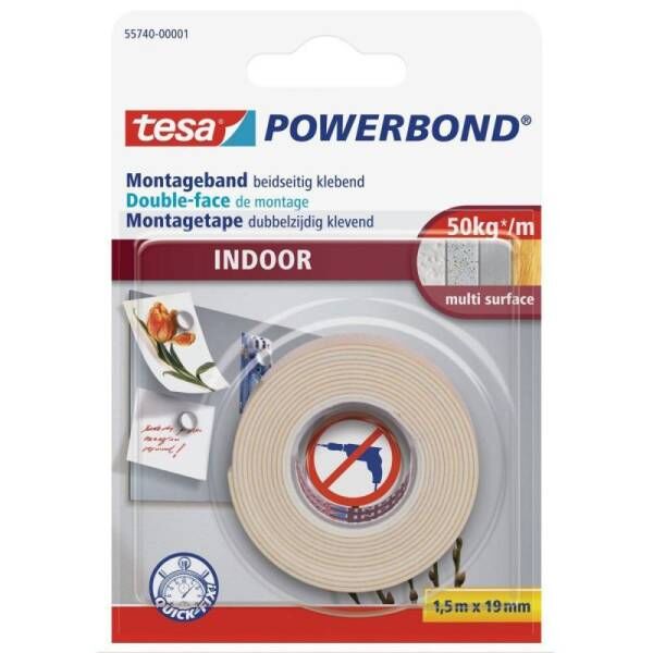 Tesa Powerbond® Montageband INDOOR 1,5 x19mm, farblos