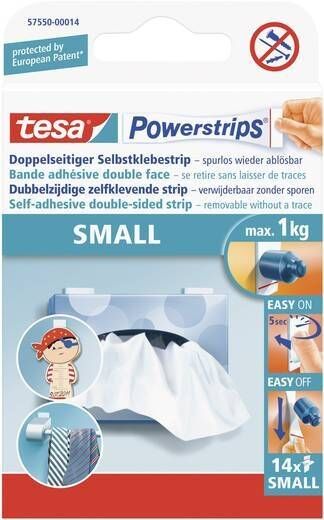 tesa Powerstrips® Small, 1,4cm x 3,4cm, weiß, max. 1kg 14 Strips