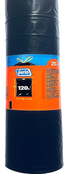 PURIO 120 Liter Abfallsäcke mit Zugband (20/Rolle)