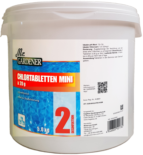 5kg Chlor-Mini-Tabletten Mr. Gardener