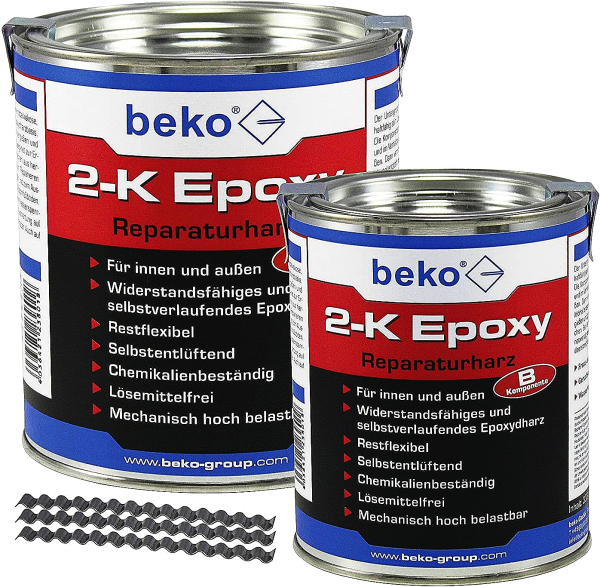 1 Kg beko 2-K Epoxy Reparaturharz, beton-grau