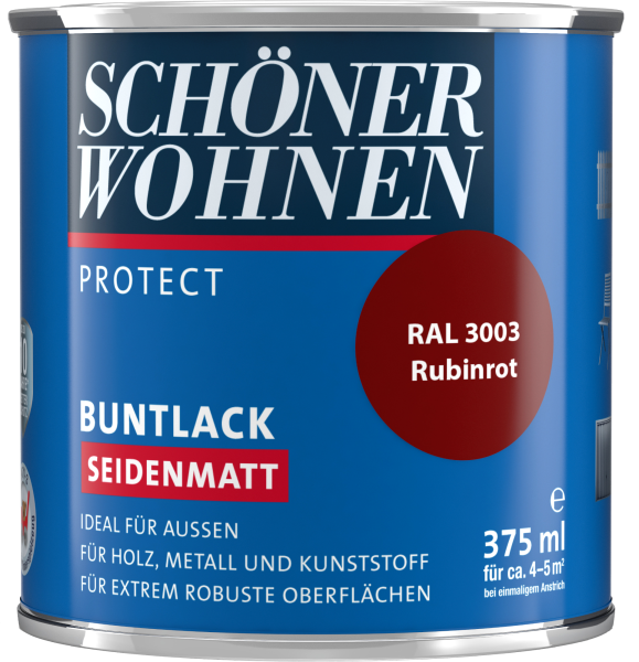 375ml Schöner Wohnen Protect Buntlack seidenmatt RAL 3003 Rubinrot