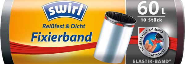 Swirl 60 Liter Fixierband-Müllbeutel R+D, (10/Rolle)