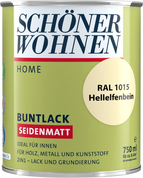 750ml Schöner Wohnen Home Buntlack seidenmatt, RAL 1015 Hellelfenbein